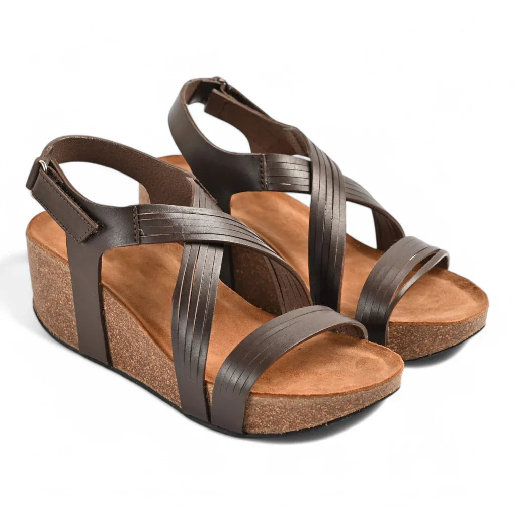 Vigo Cork Wedge in Brown