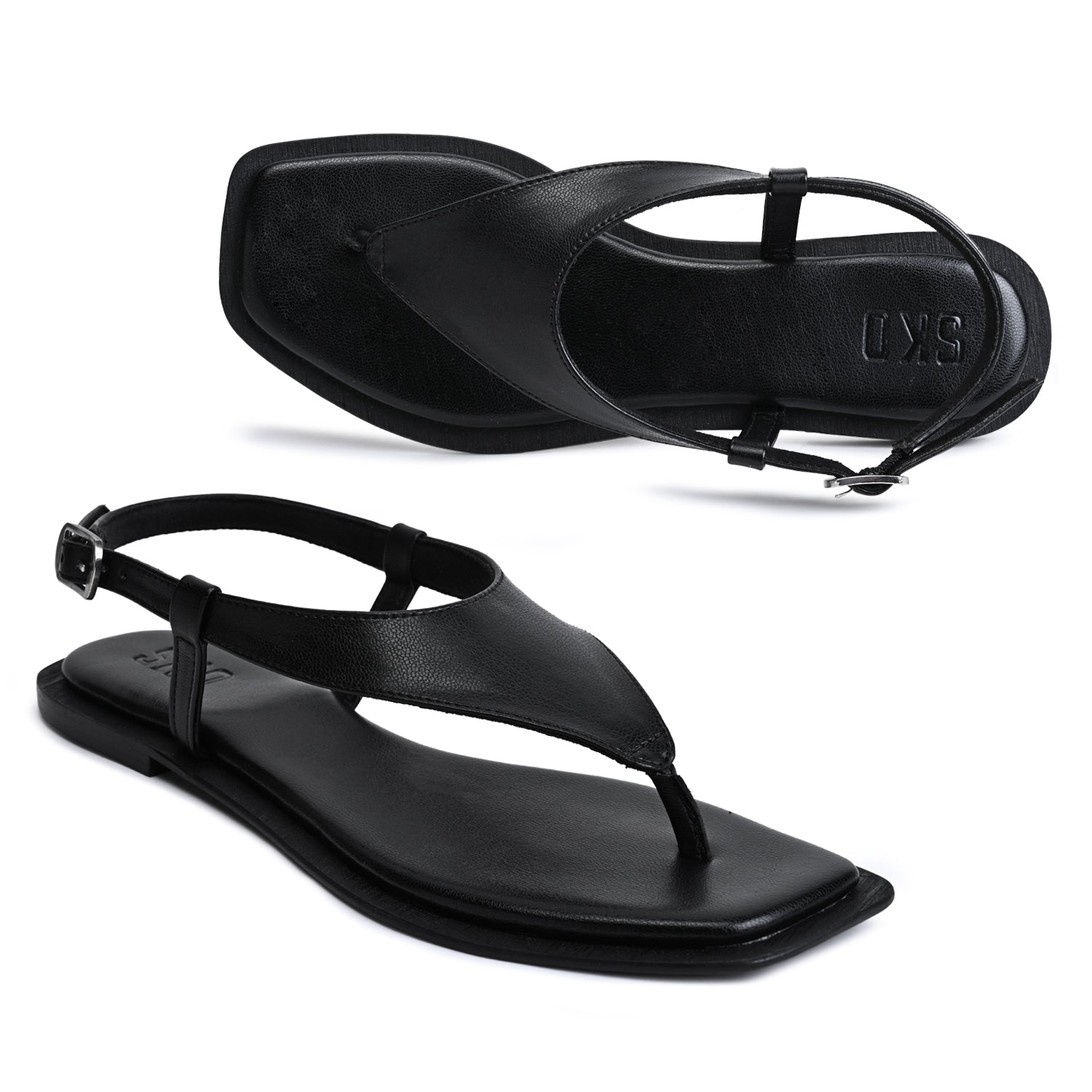Lecce Black Flat Sandal
