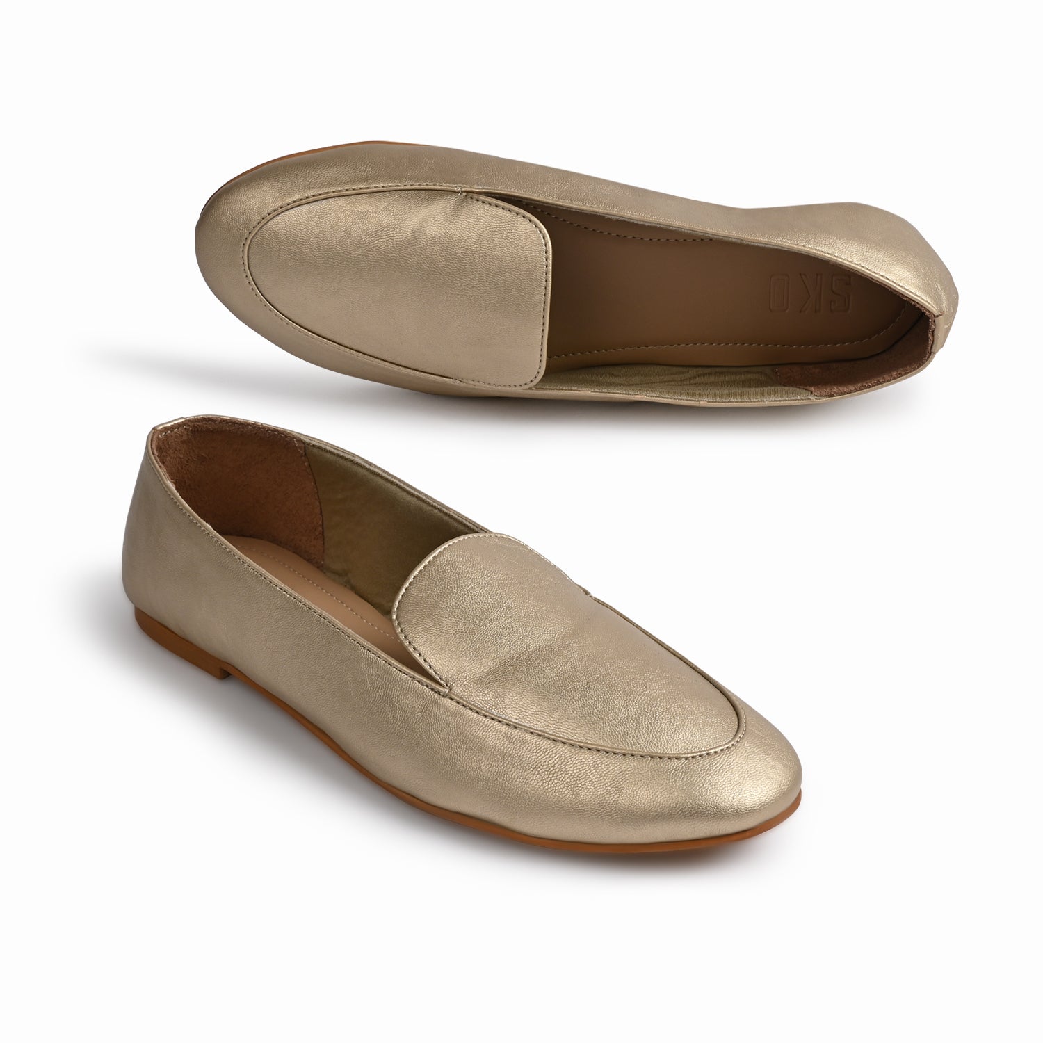 Olivia Gold Loafers For Women