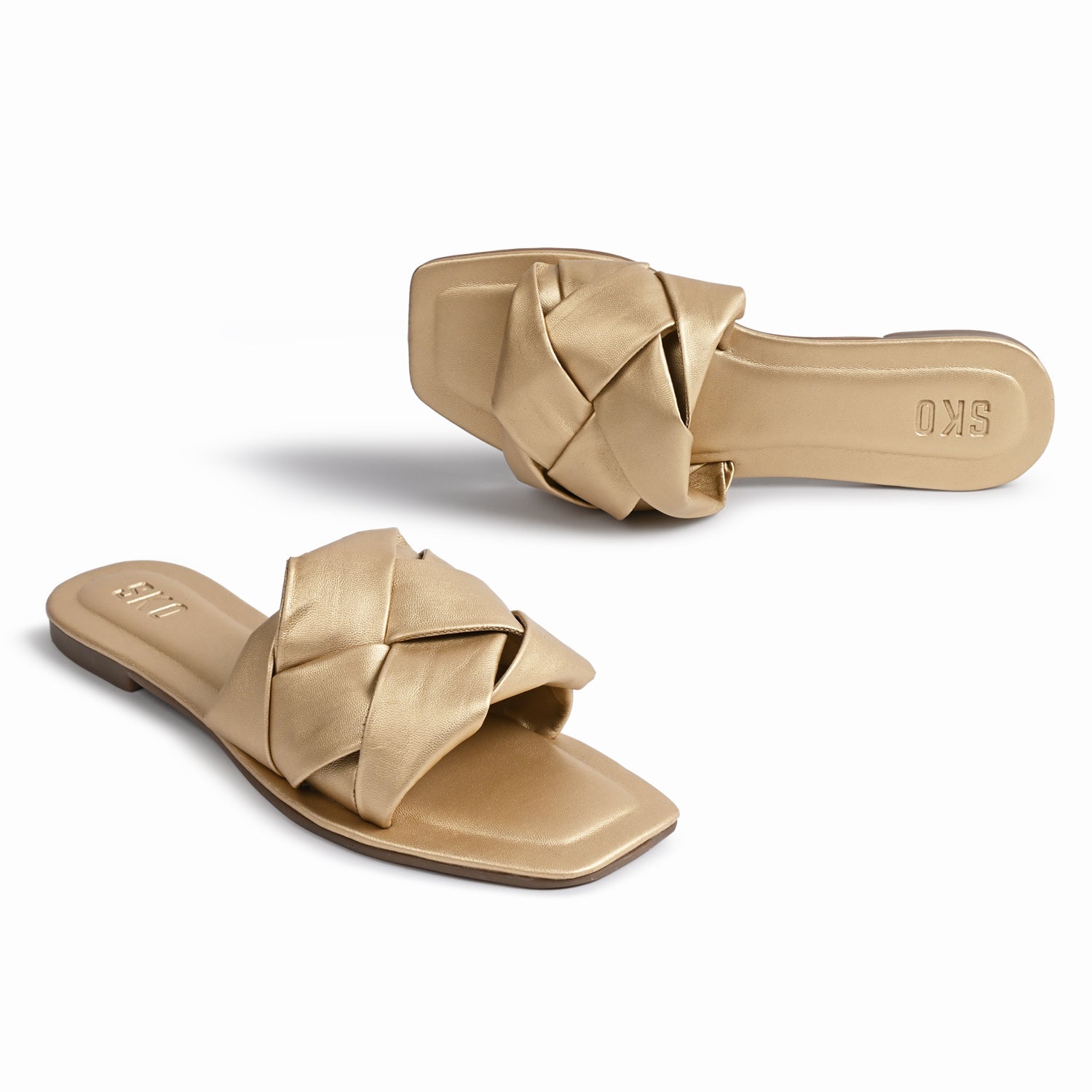 Messina Flat Sandals in Gold