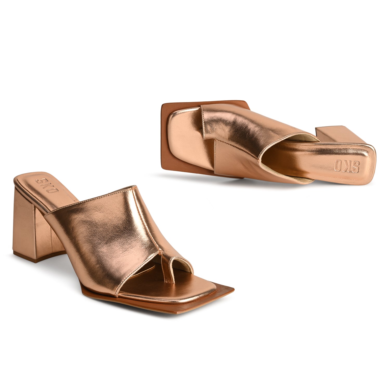 Caprice Metallic Rose Gold Heels For Women