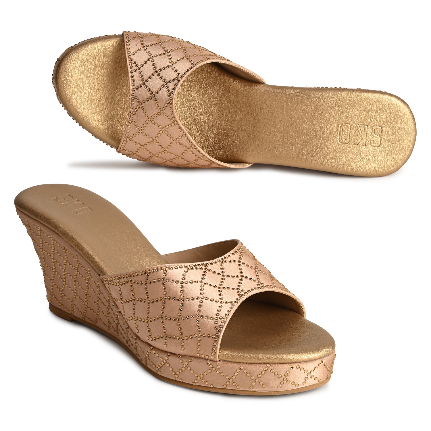 Orchid Gold Wedges For Women