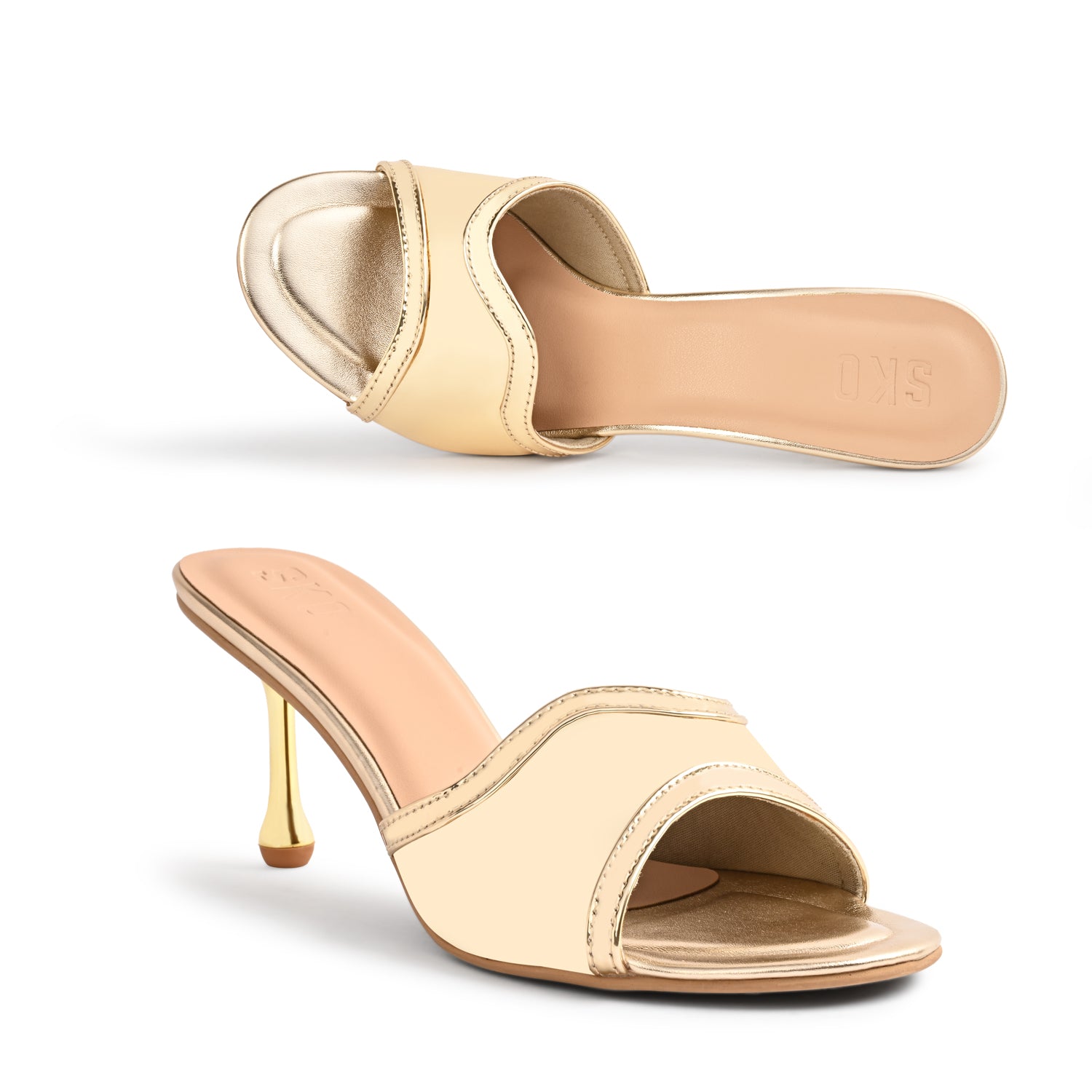 Eve in Gold Patent Heels for Women