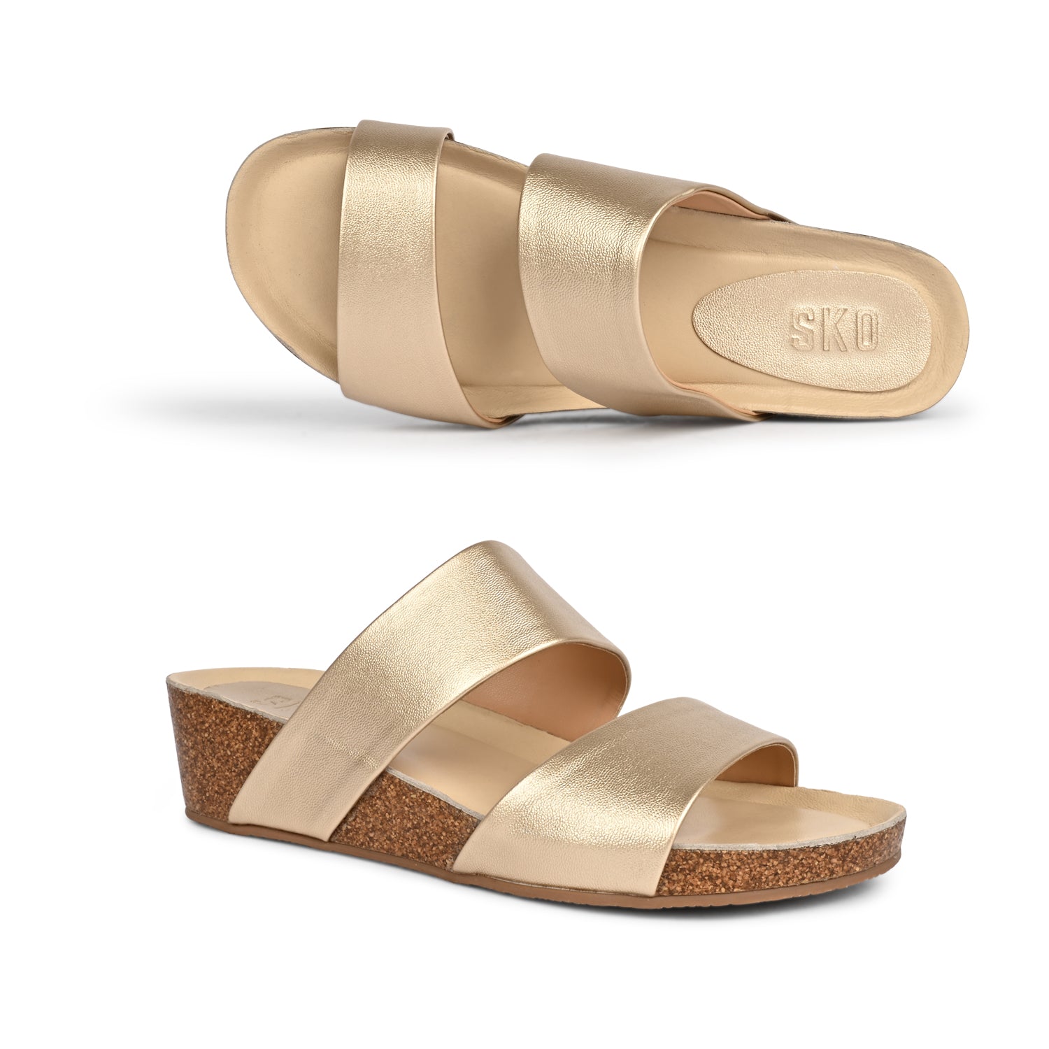 Alicante Cork Wedges in Gold for Women