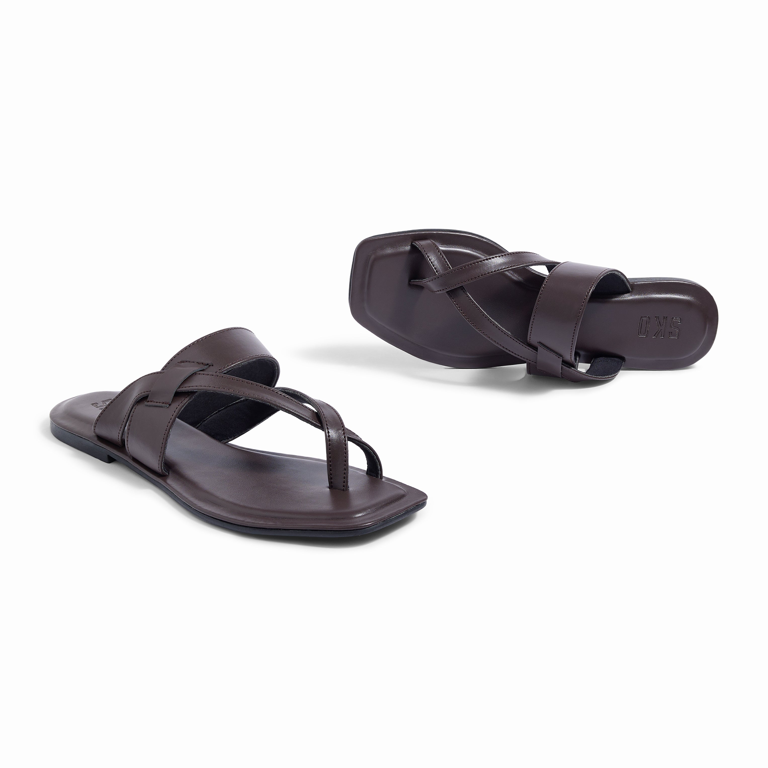 Genoa Flat Sandals in Brown