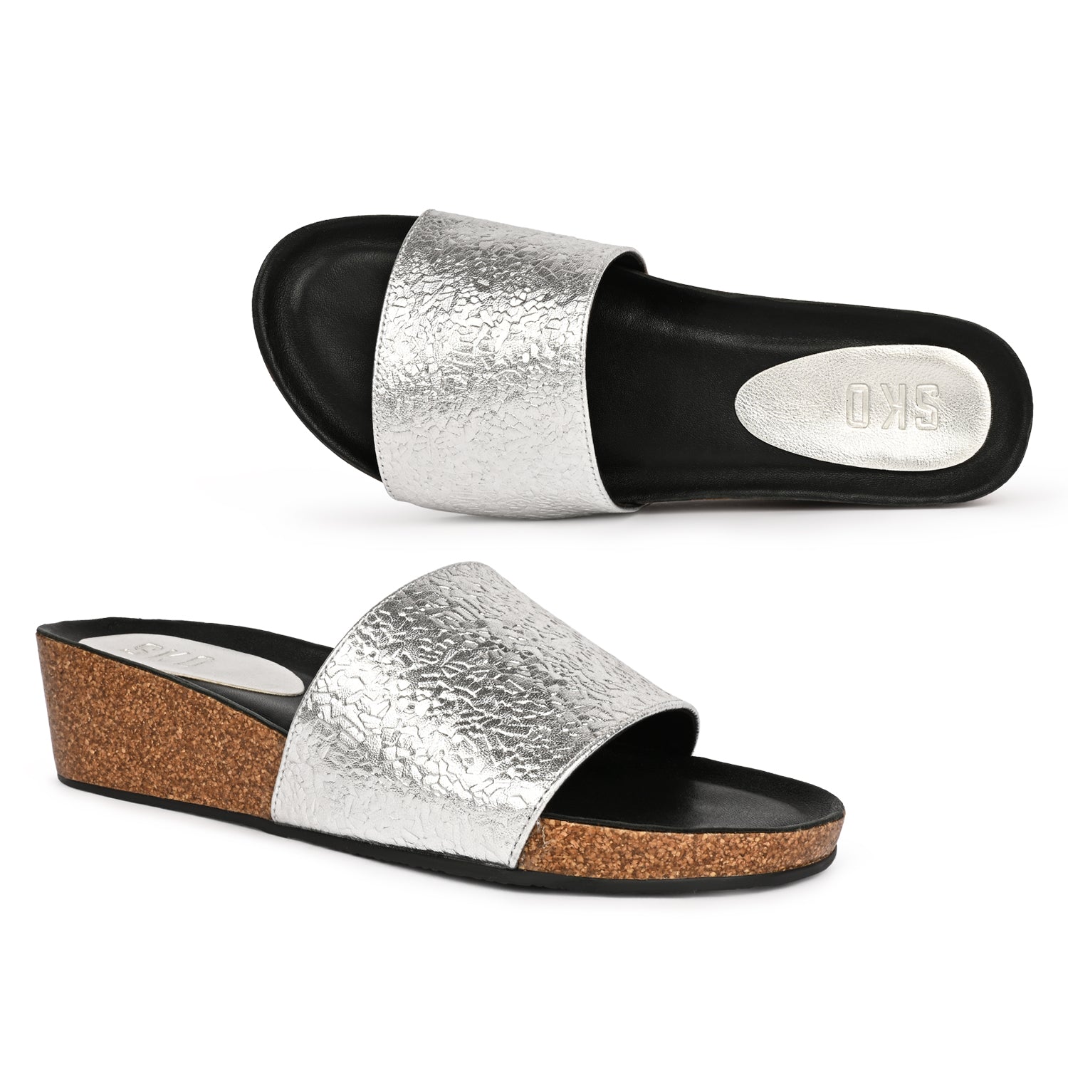 Murcia Cork Wedges in Silver for Women