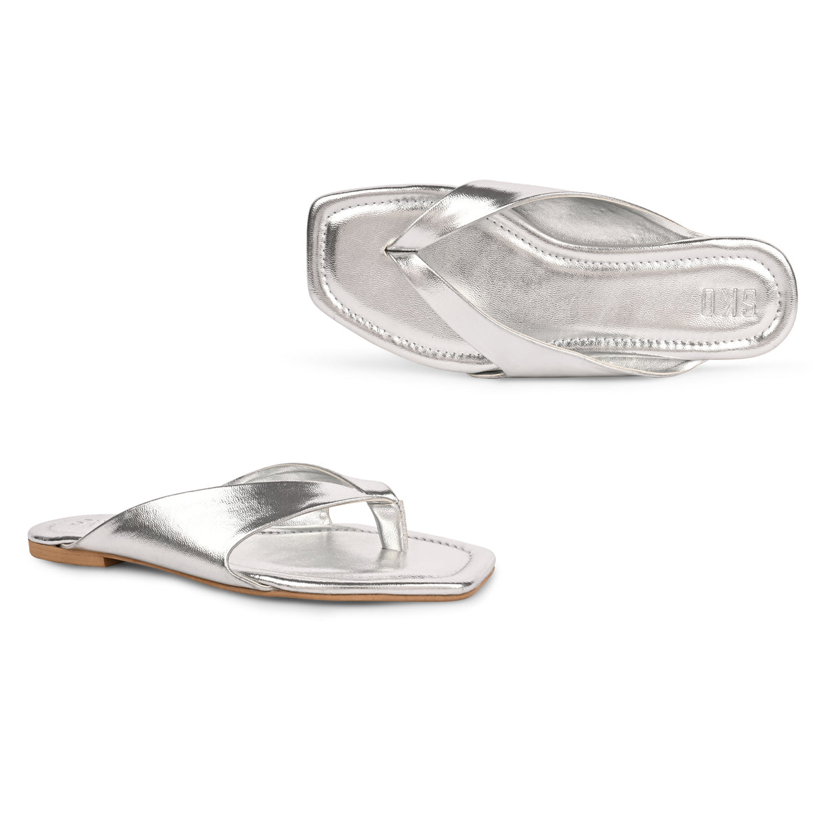 Nelly Silver Flat Sandals