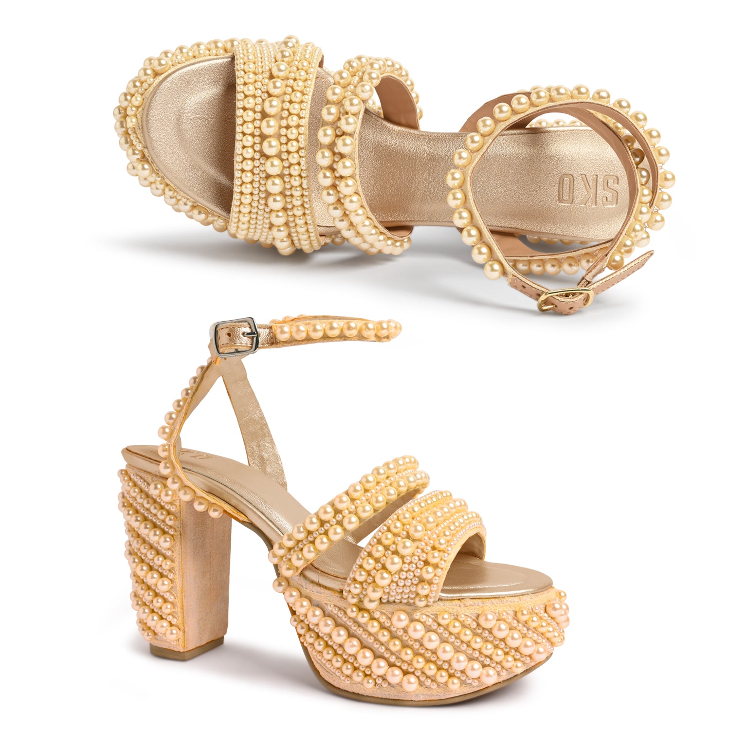 Akoya Heels in Gold For Women