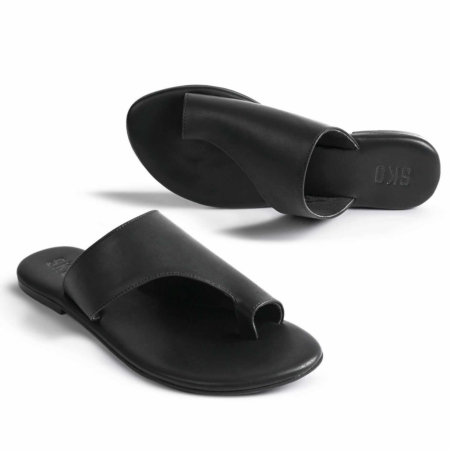 Amalfi Black Flat Sandals For Women