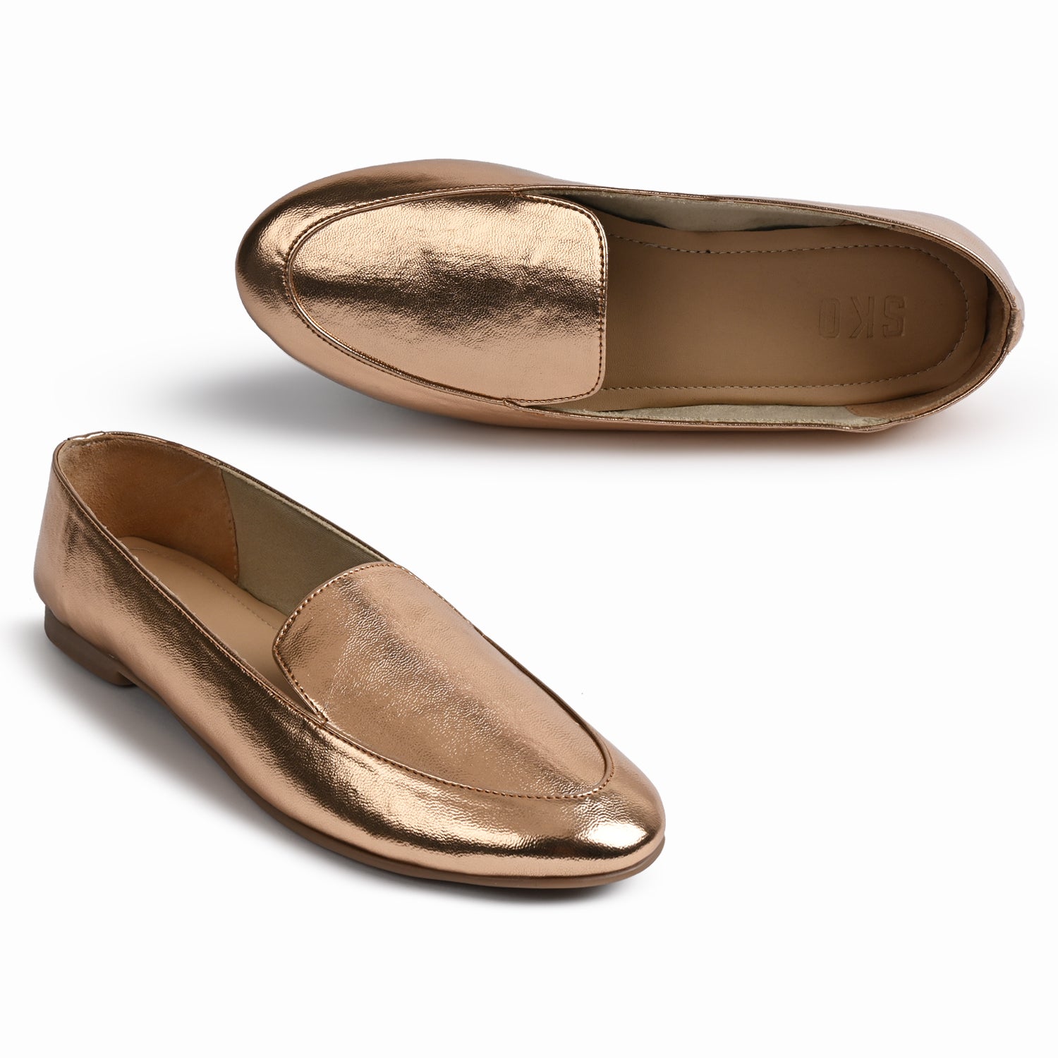 Olivia Rose Gold Loafers For Women