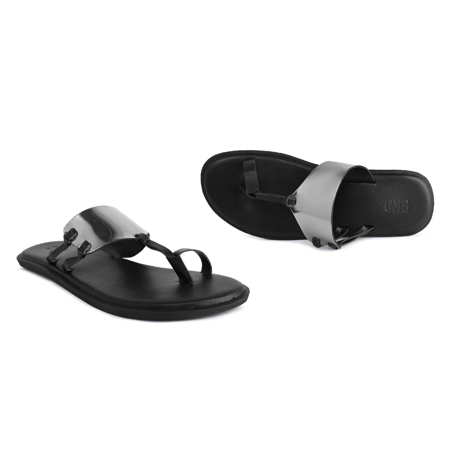Indy Kolhapuri Slippers For Men in Silver