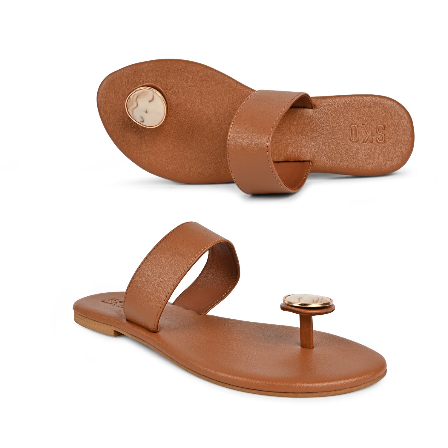 Larissa Tan Flat Sandals For Women