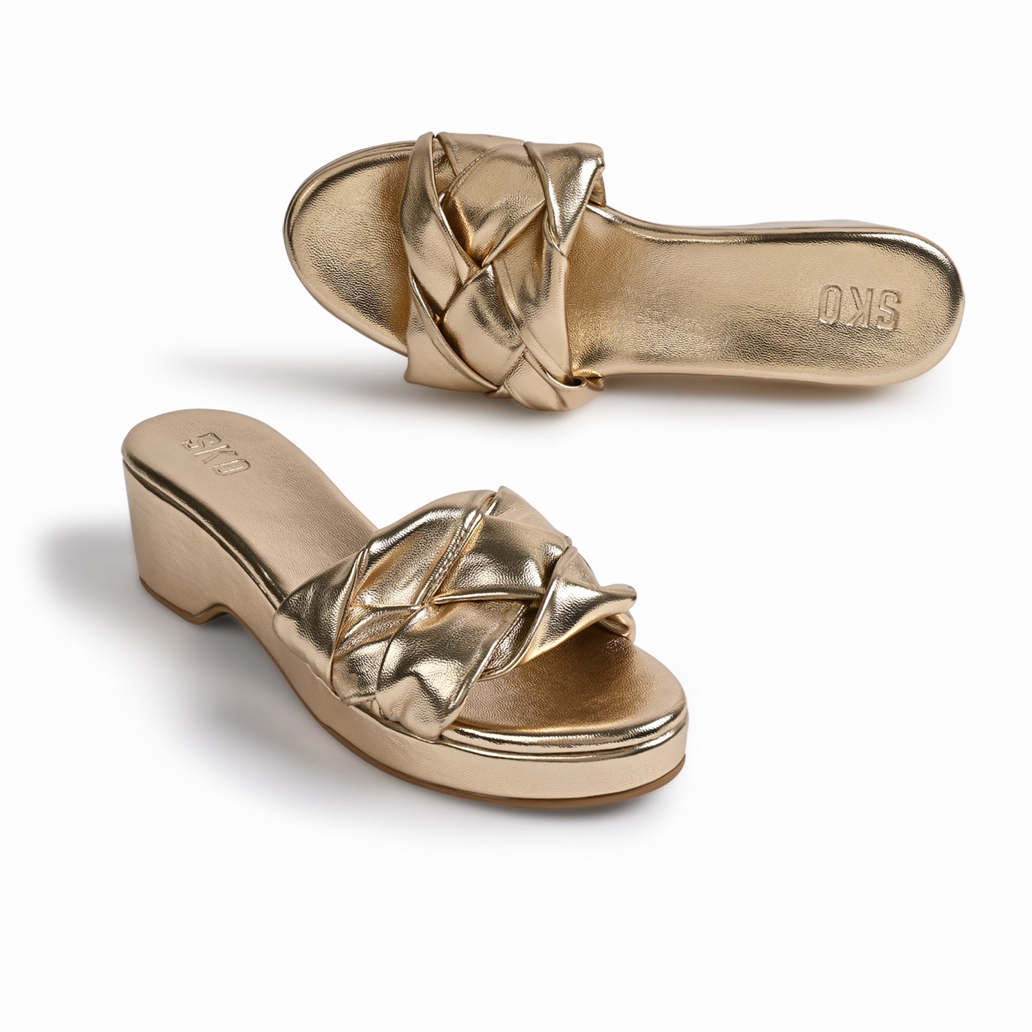 Messina Gold Platform Sandals For Women