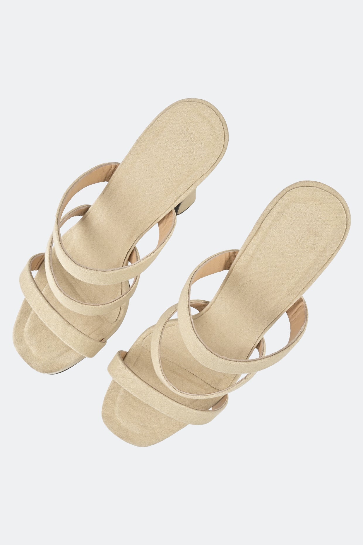 Vegan Nude Suede Three Strap Platforms