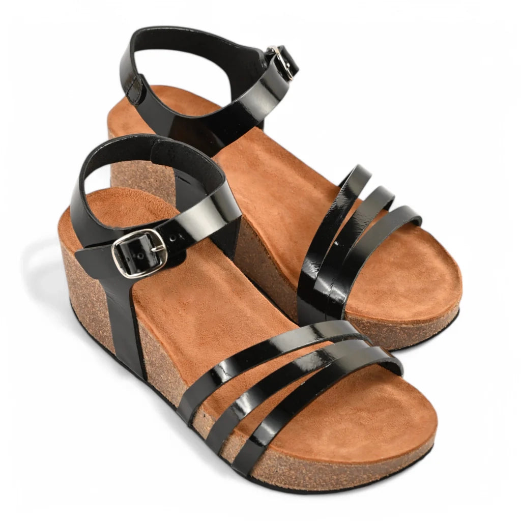 Madrid Cork Wedges in Black for Women