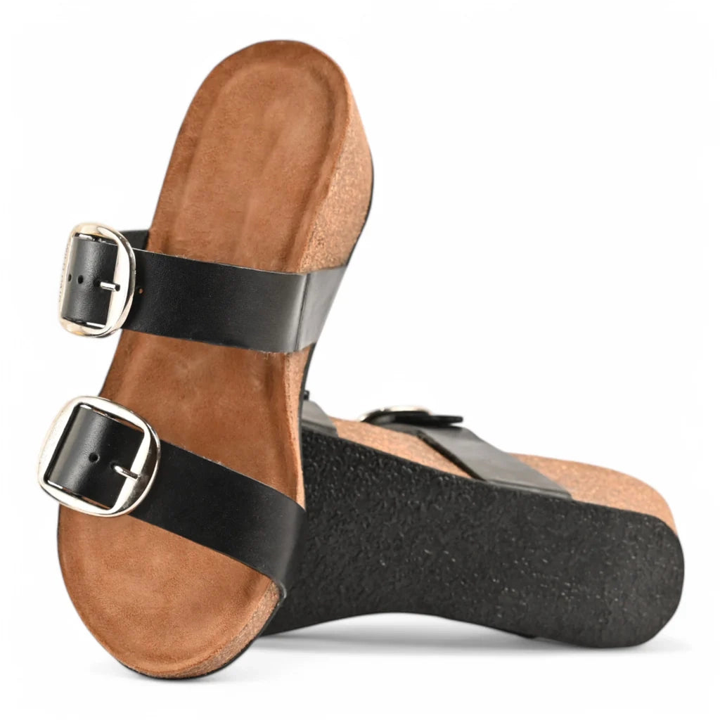 Ibiza Cork Wedges in Black for Women