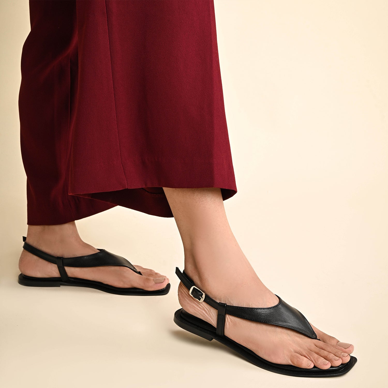 Lecce Black Flat Sandal