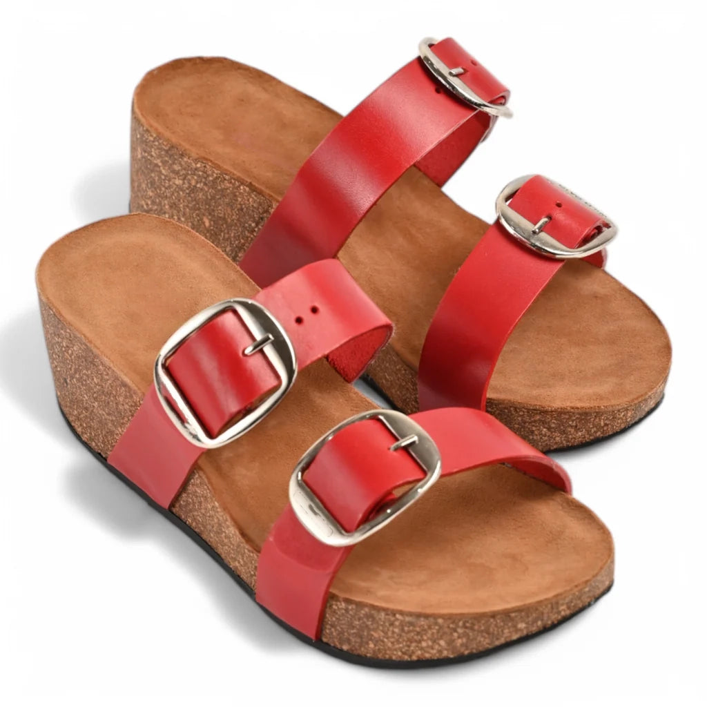 Ibiza Cork Wedges in Red for Women