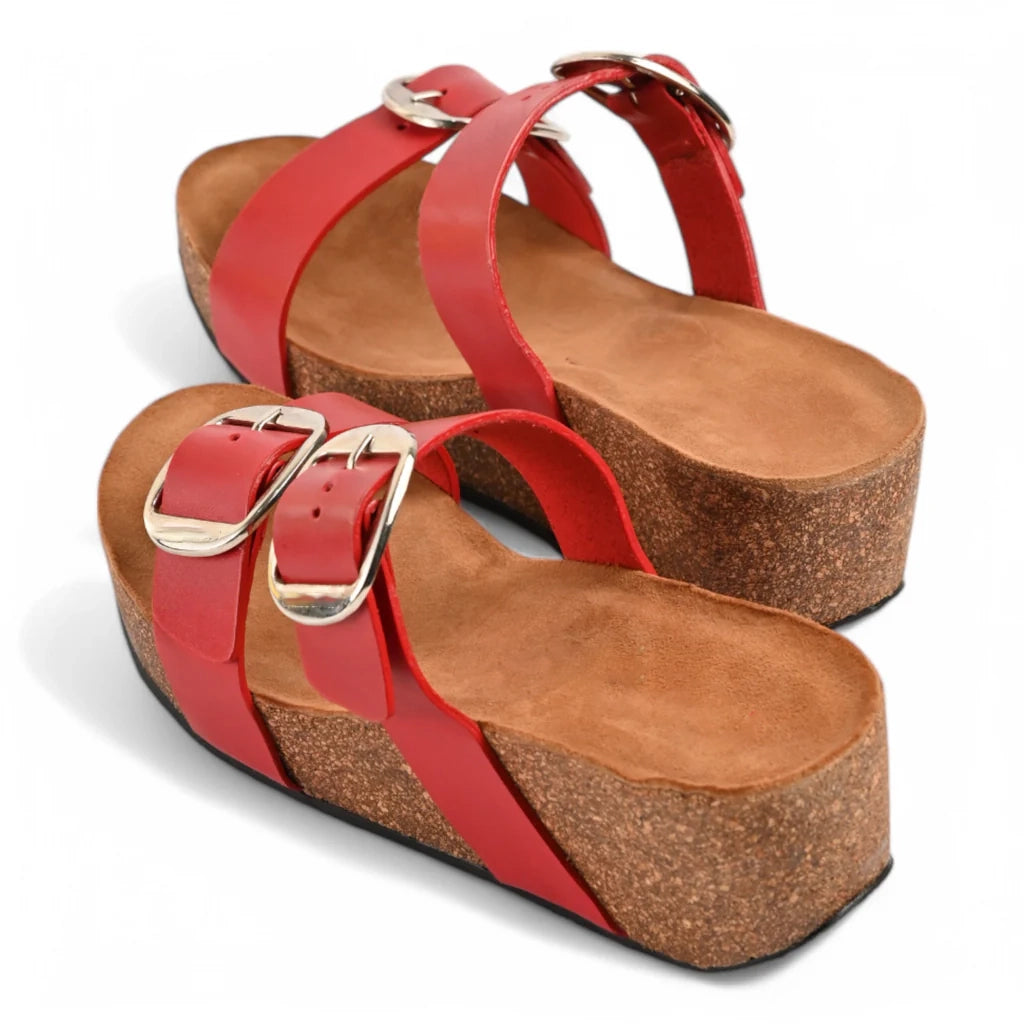 Ibiza Cork Wedges in Red for Women