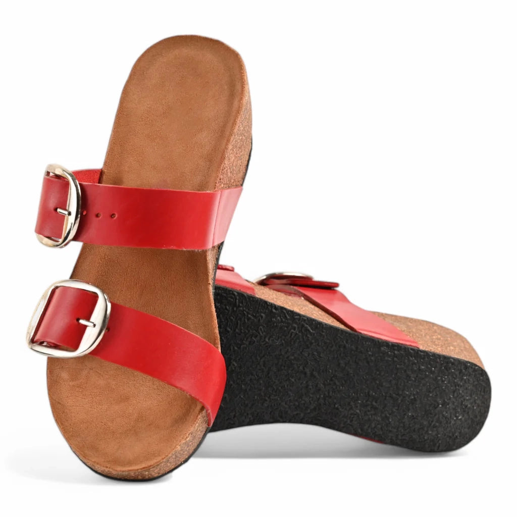 Ibiza Cork Wedges in Red for Women