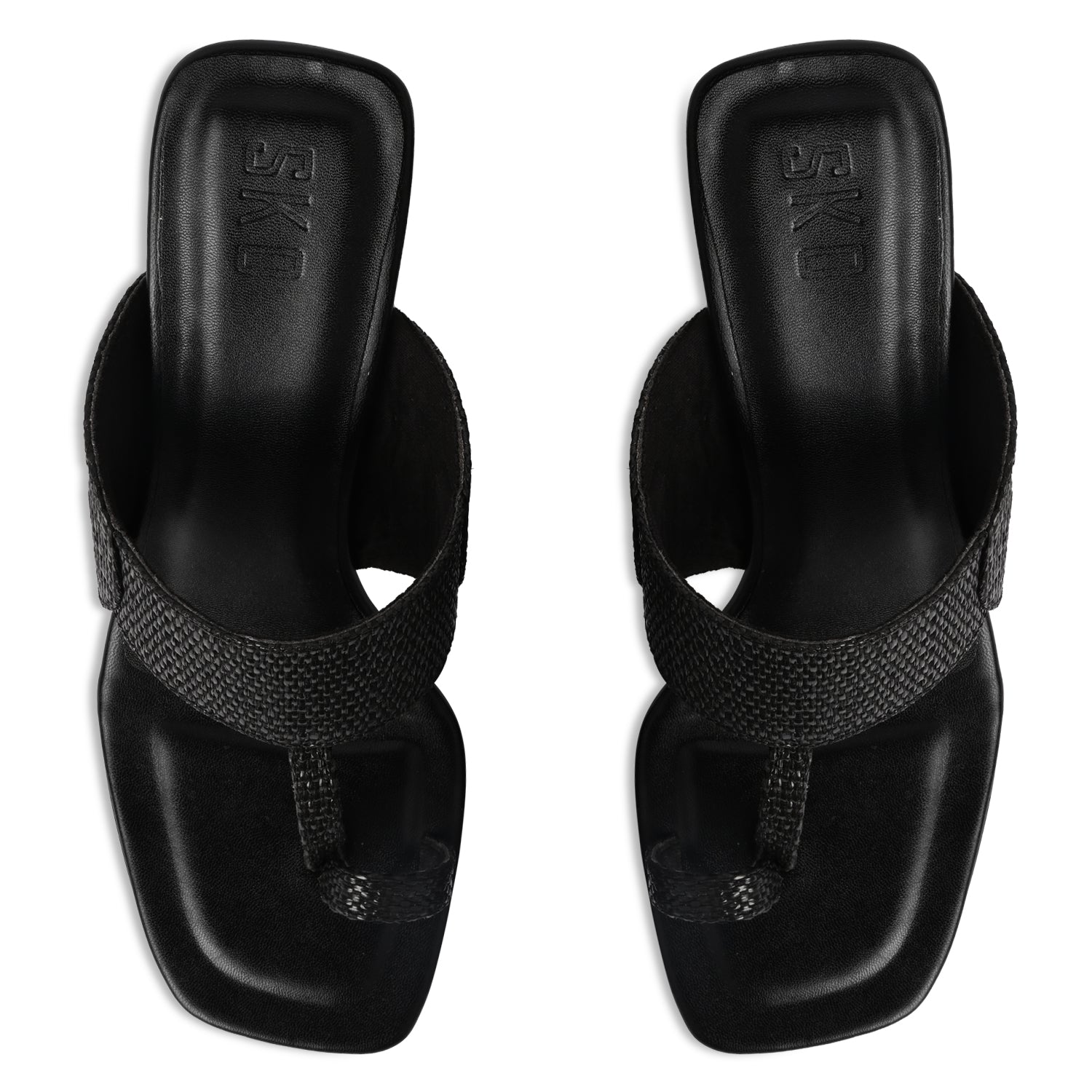 Kolhapuri Black Raffia Heels for Women