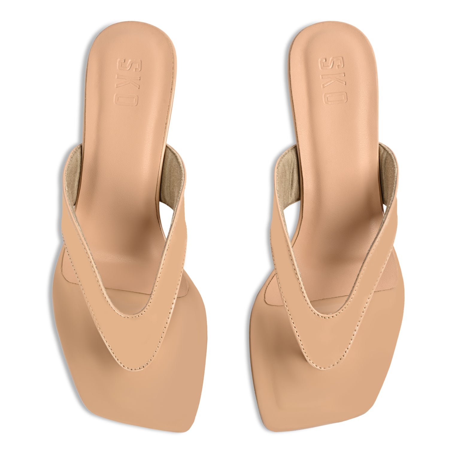 Lana Beige Patent Kitten Heels for Women