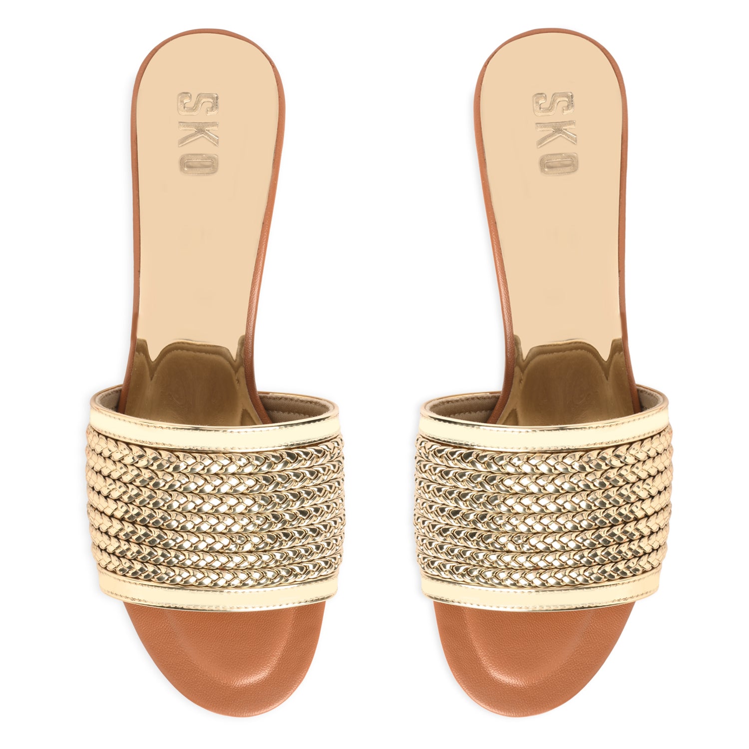 Camilla Reflective Gold Heels For Women