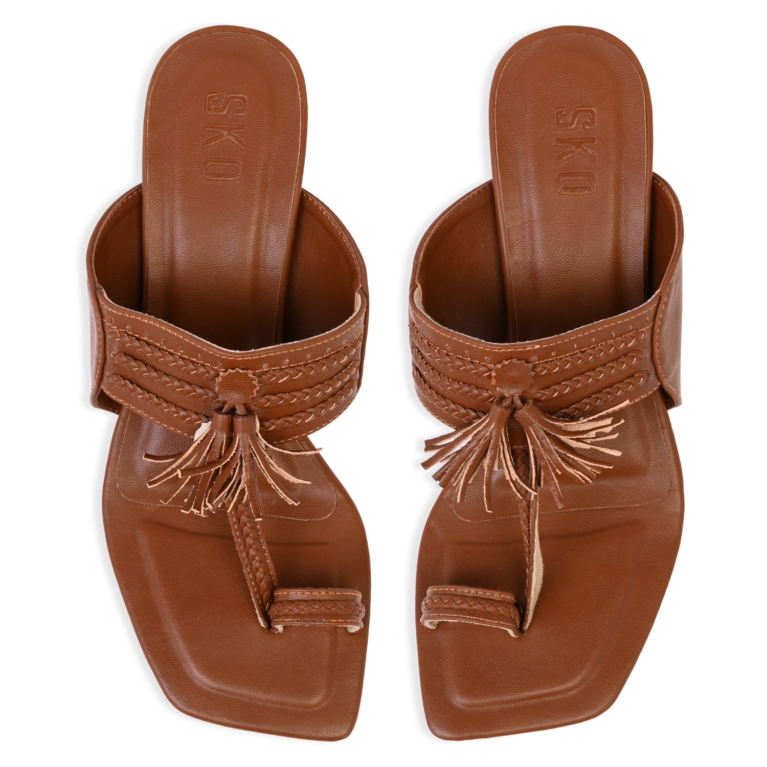 Tan Kolhapuris Heels for Women
