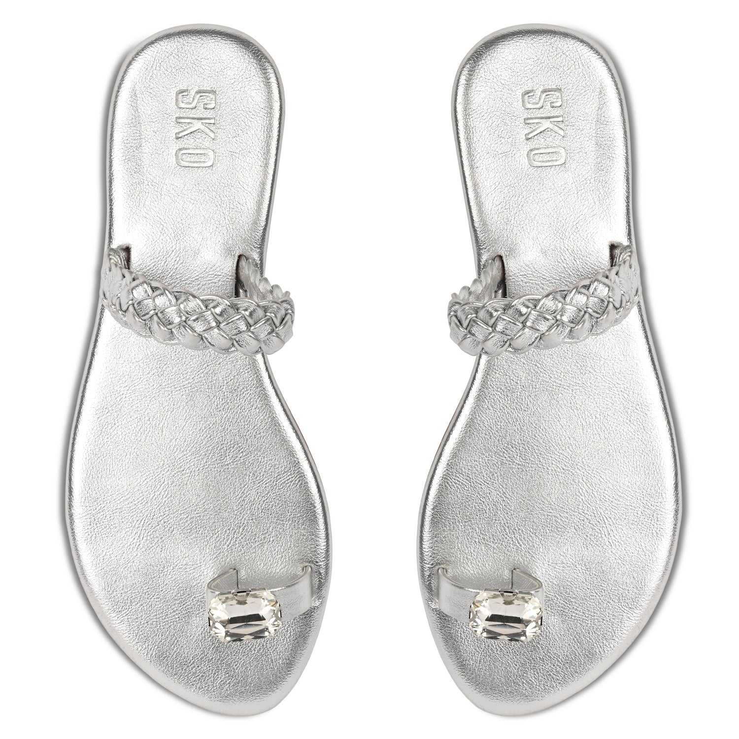 Nazia Silver Flat Sandals For Women
