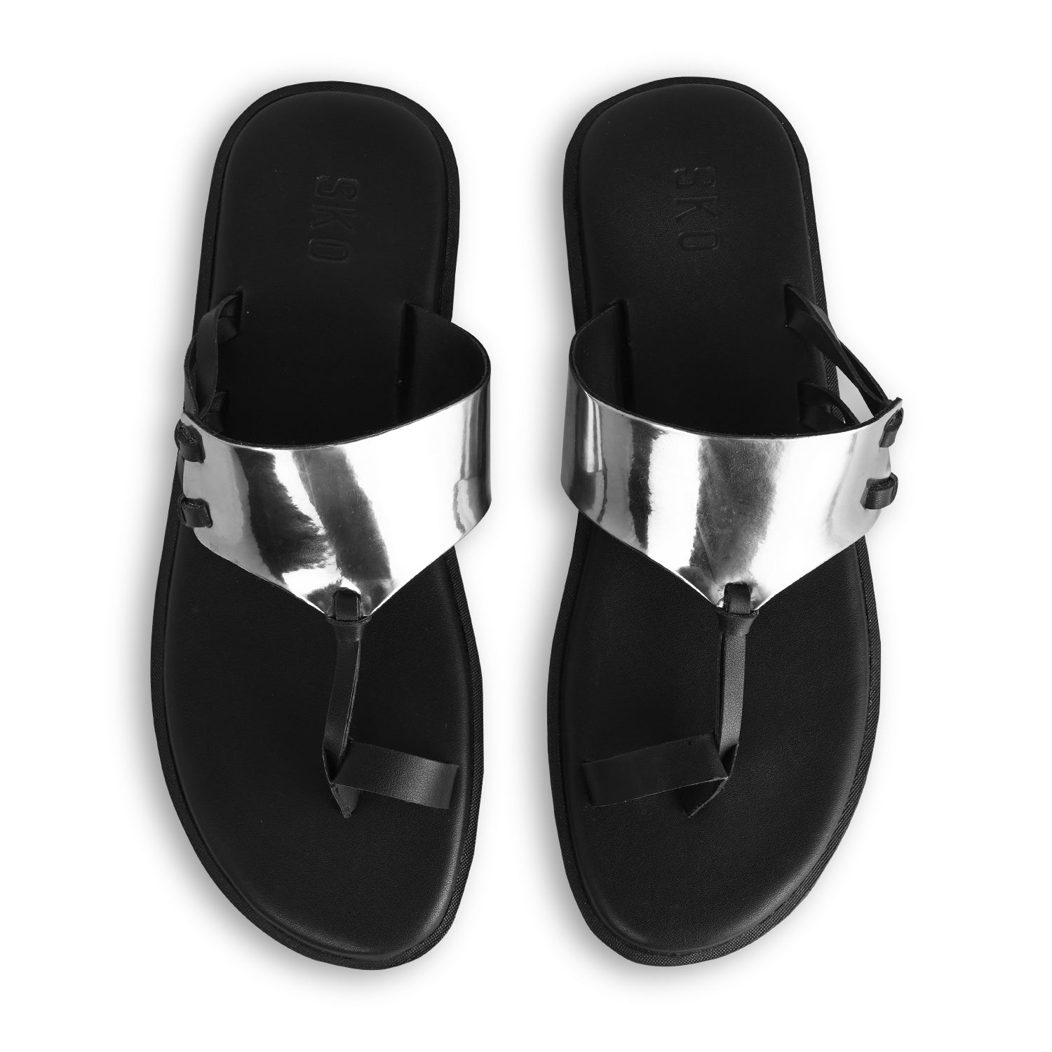 Indy Kolhapuri Slippers For Men in Silver