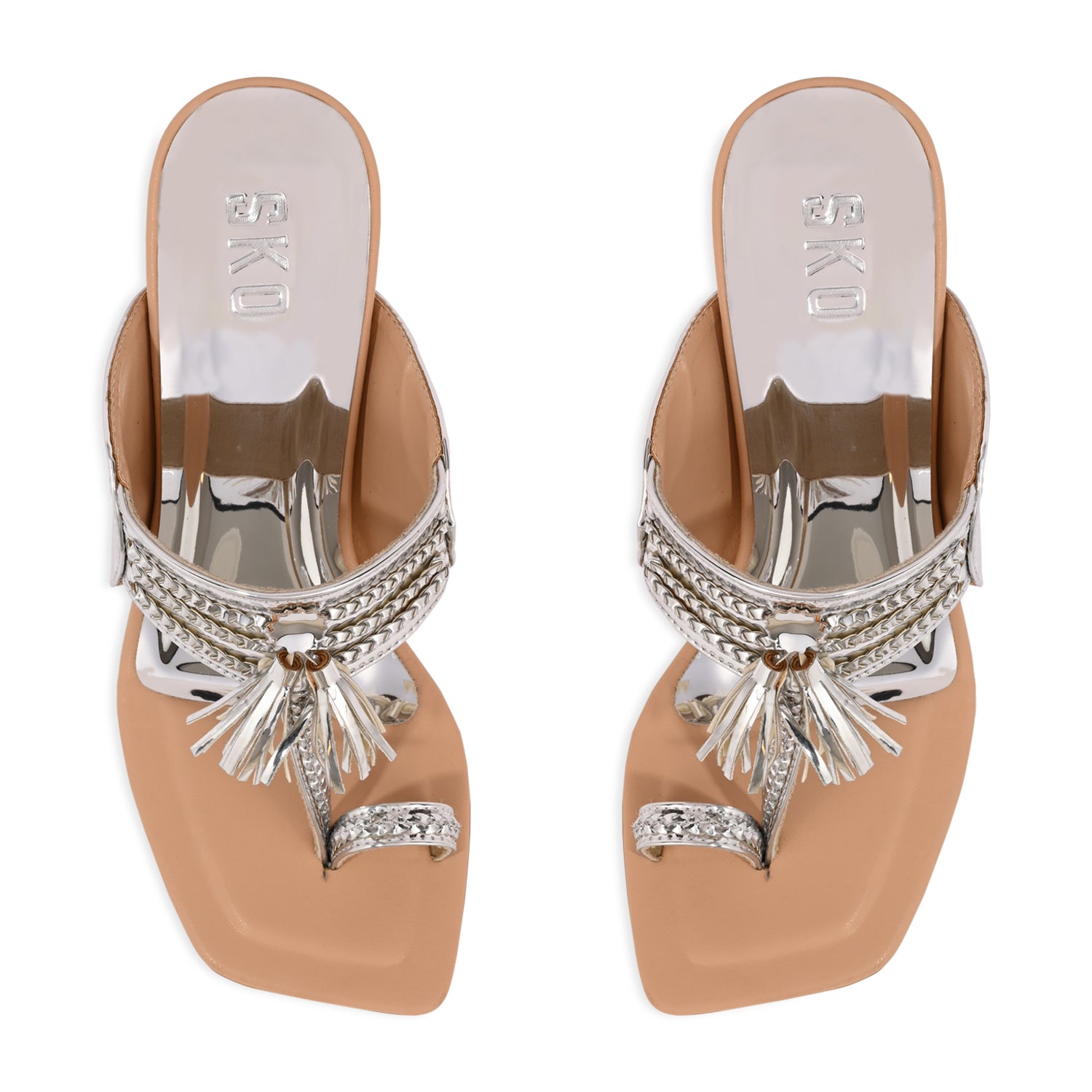 Silver Kolhapuris Heels for Women