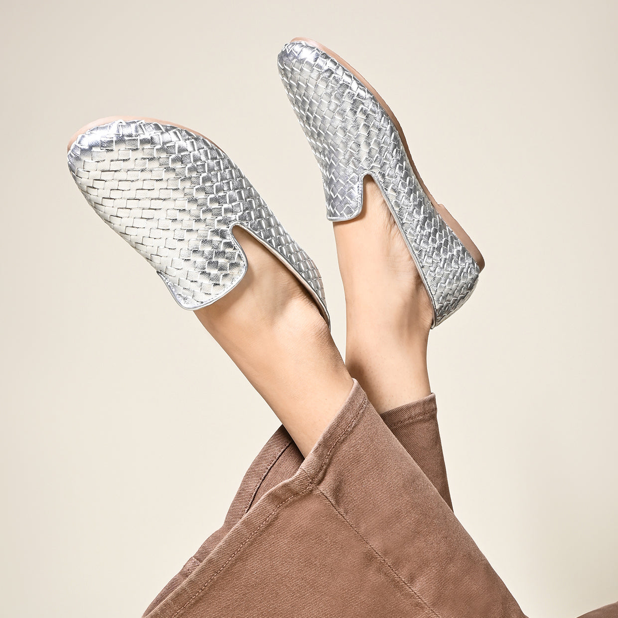 Madison Silver Weave Loafers For Women