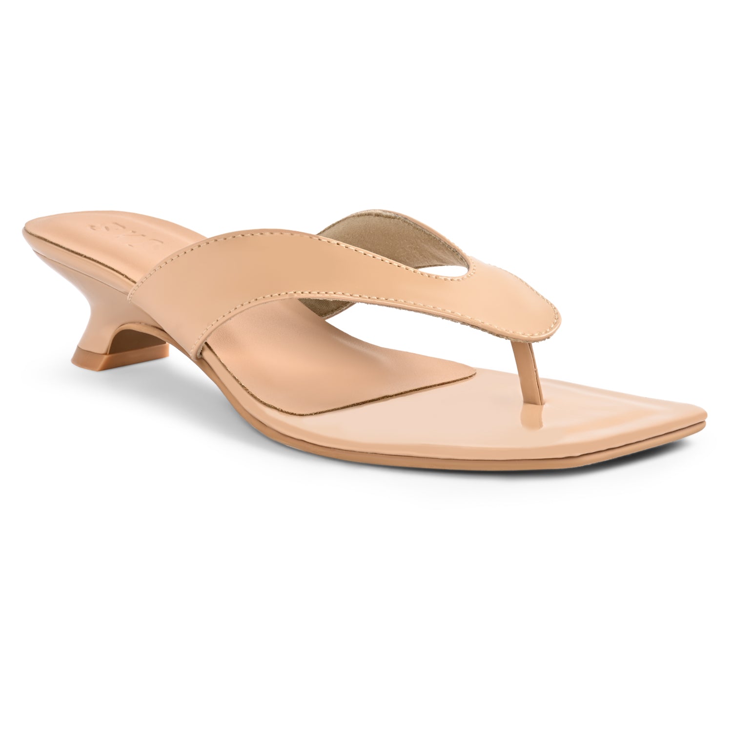 Lana Beige Patent Kitten Heels for Women