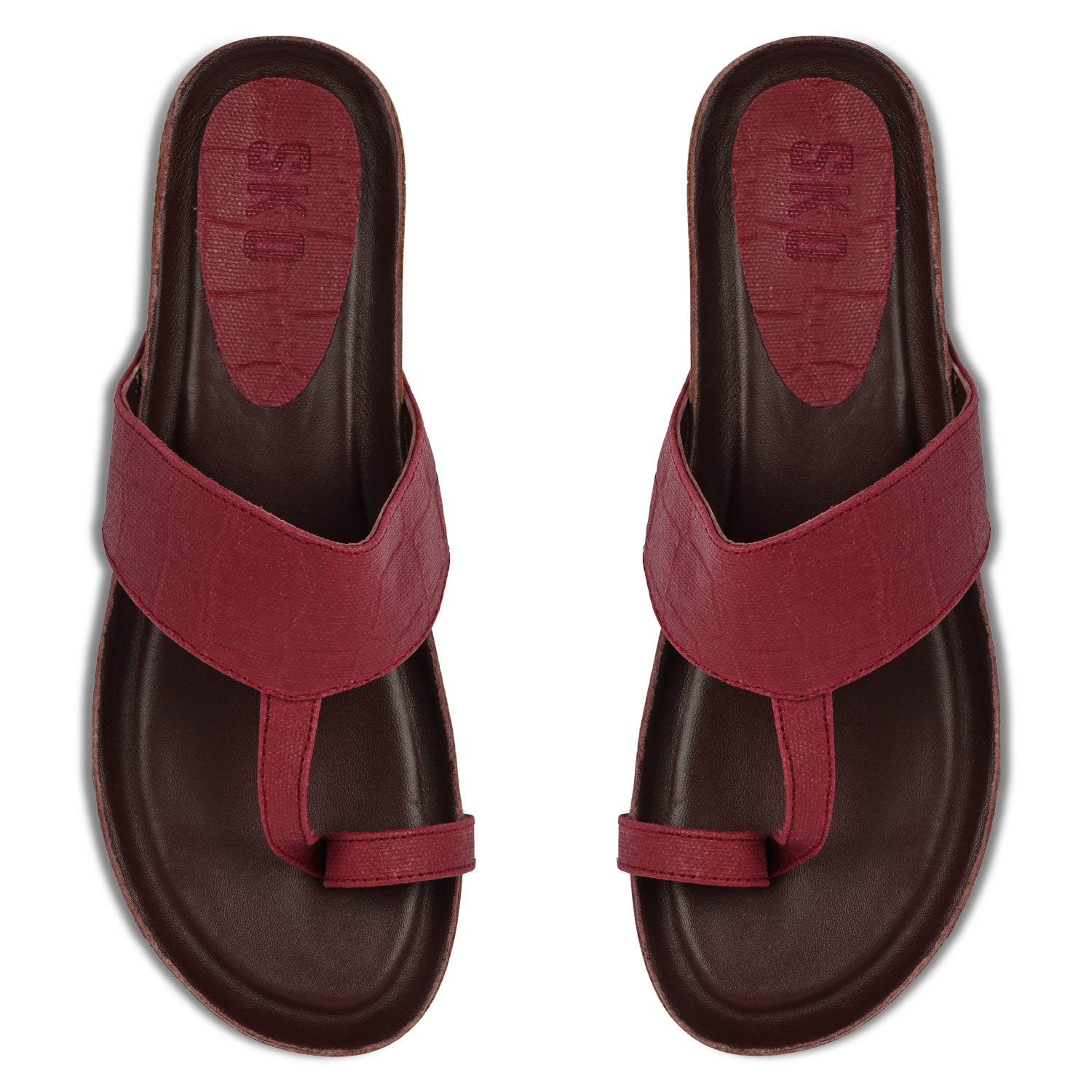 Roja Cork Kolhapuris in Maroon for Women