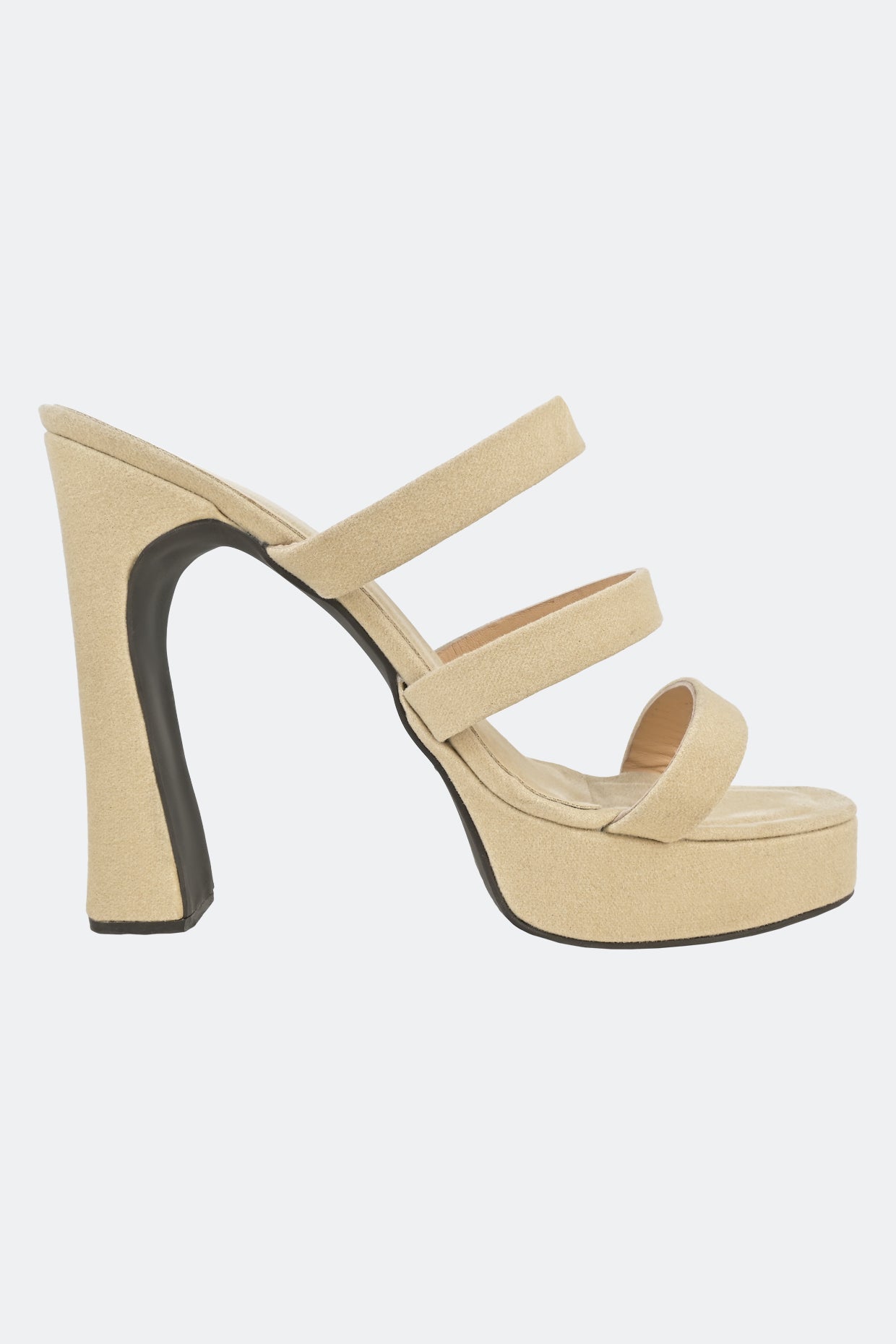 Vegan Nude Suede Three Strap Platforms