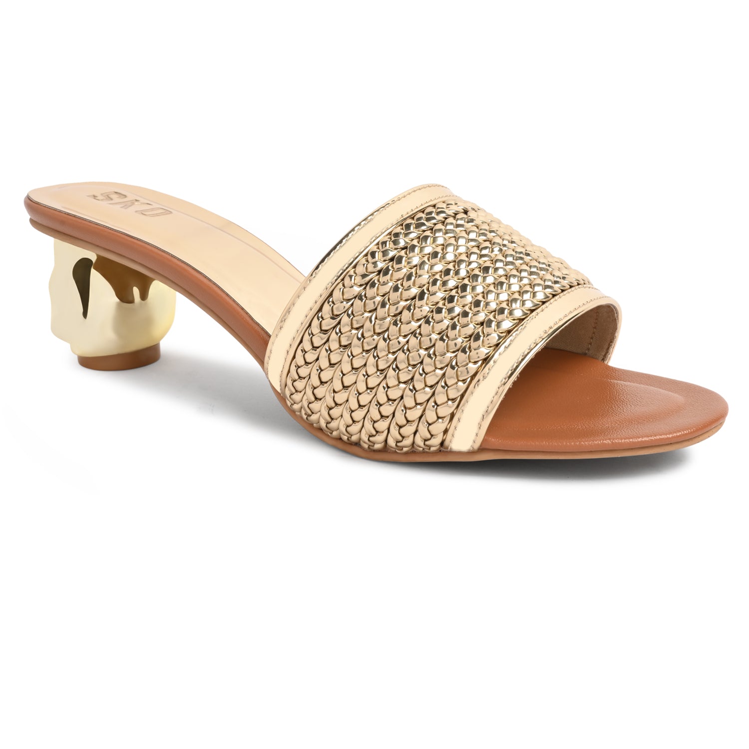 Camilla Reflective Gold Heels For Women