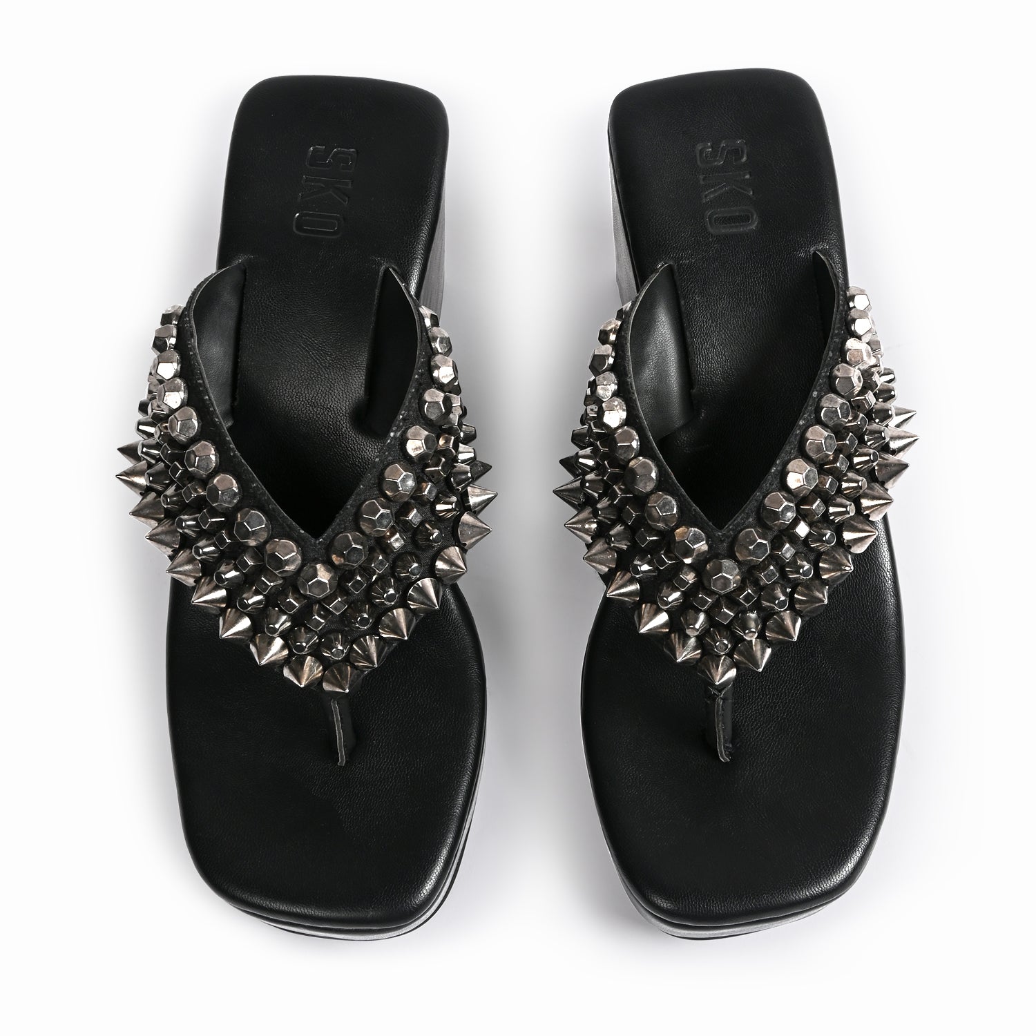 Nice Studded Black Platform Heels For Women