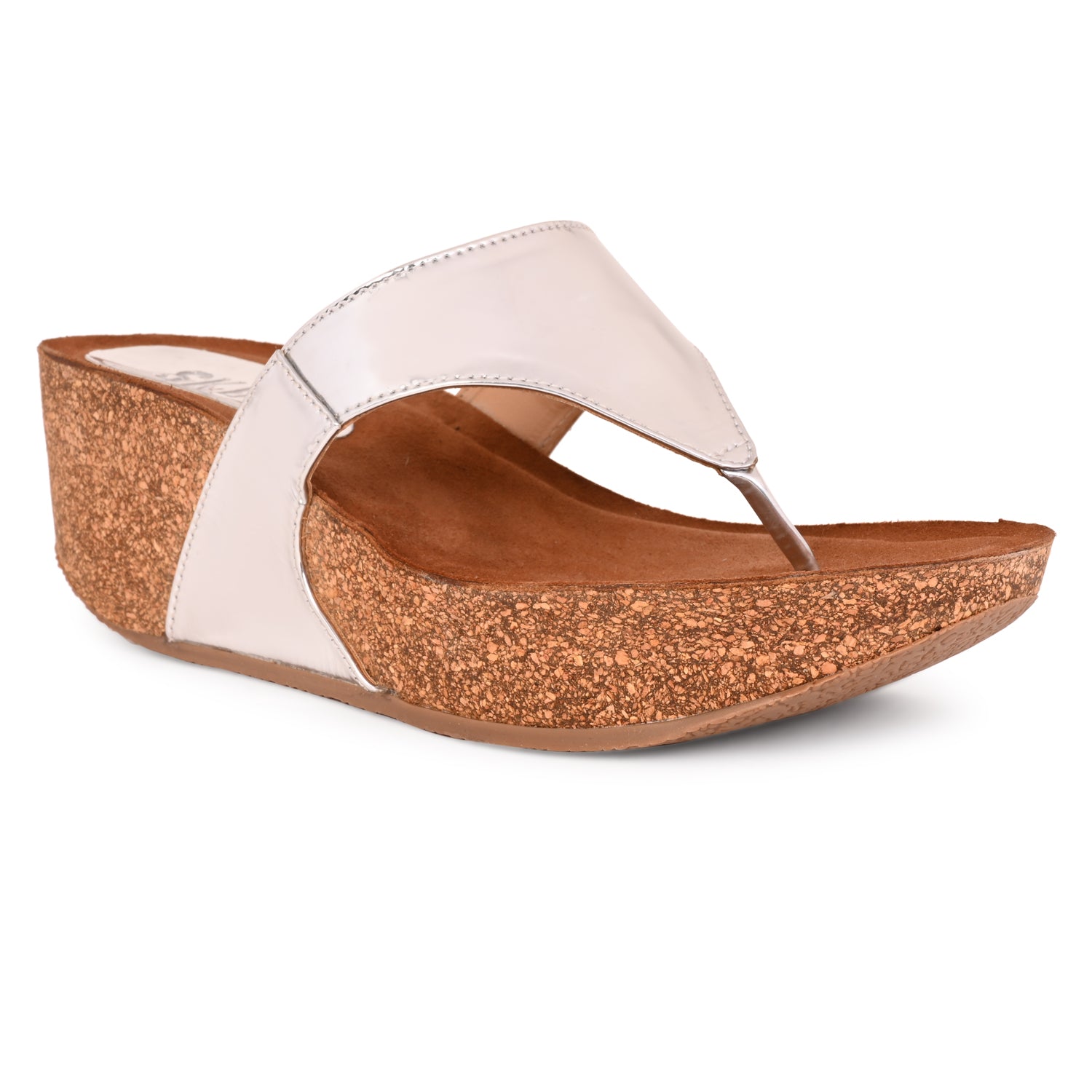 Marbella Cork Wedges in Silver for Women