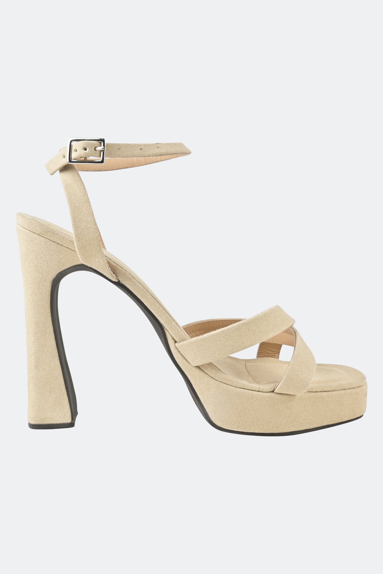 Vegan Nude Suede Cross Strap Platforms