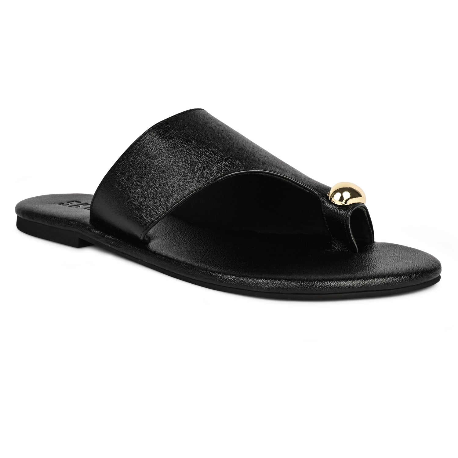 AmalfiO Black Flat Sandals For Women