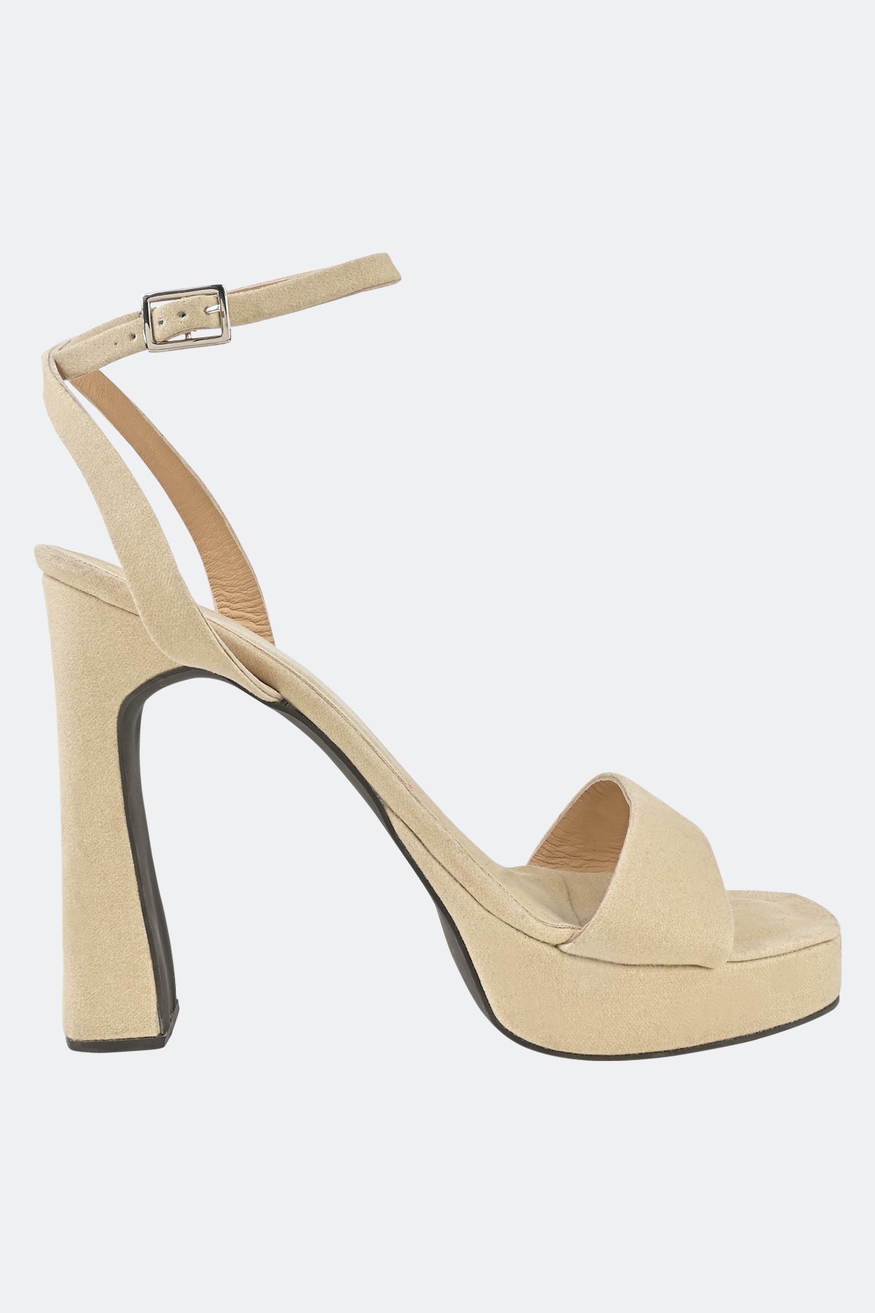 Vegan Nude Suede One Strap Platforms