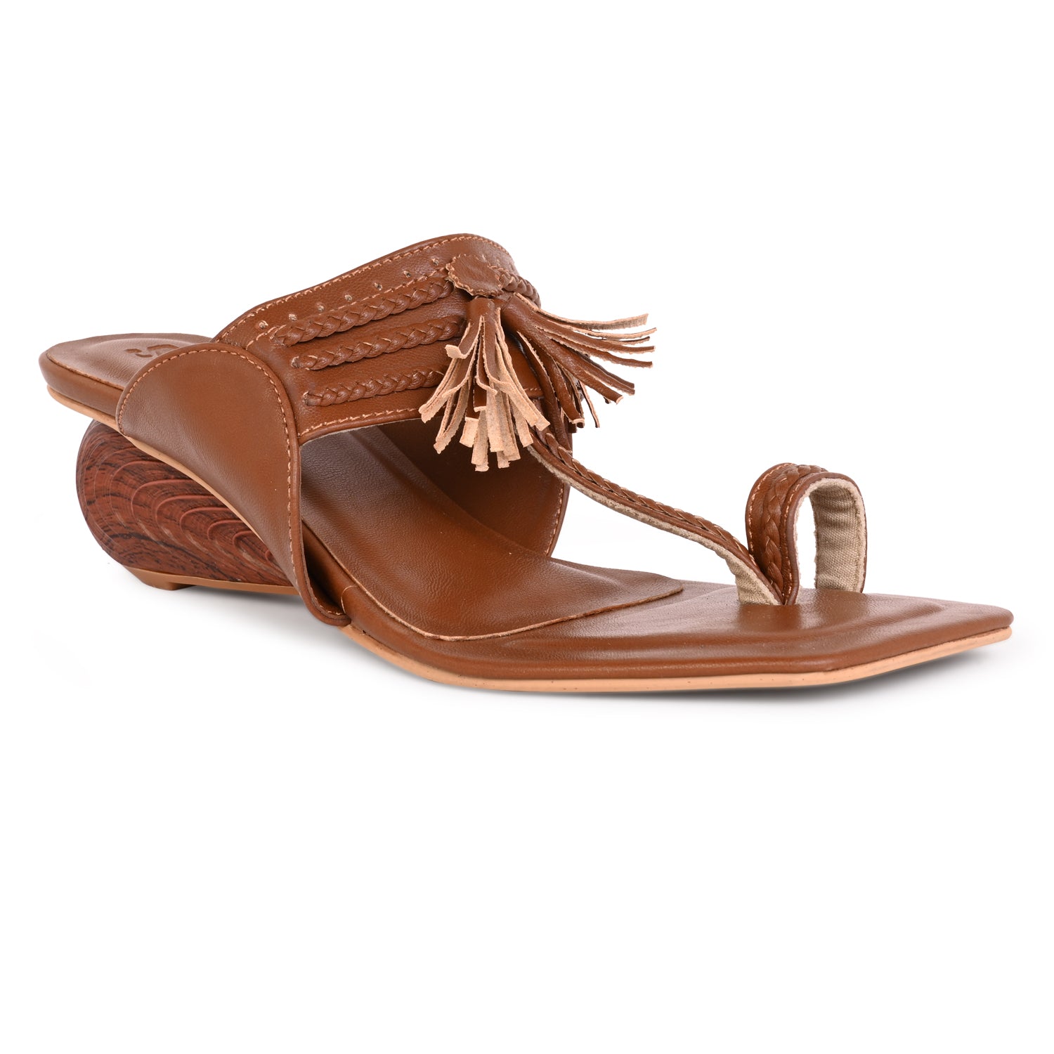 Tan Kolhapuris Heels for Women