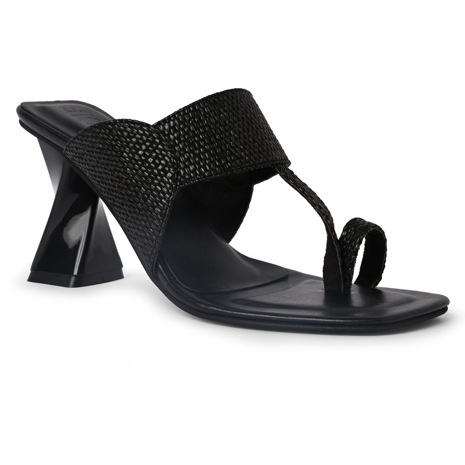 Kolhapuri Black Raffia Heels for Women