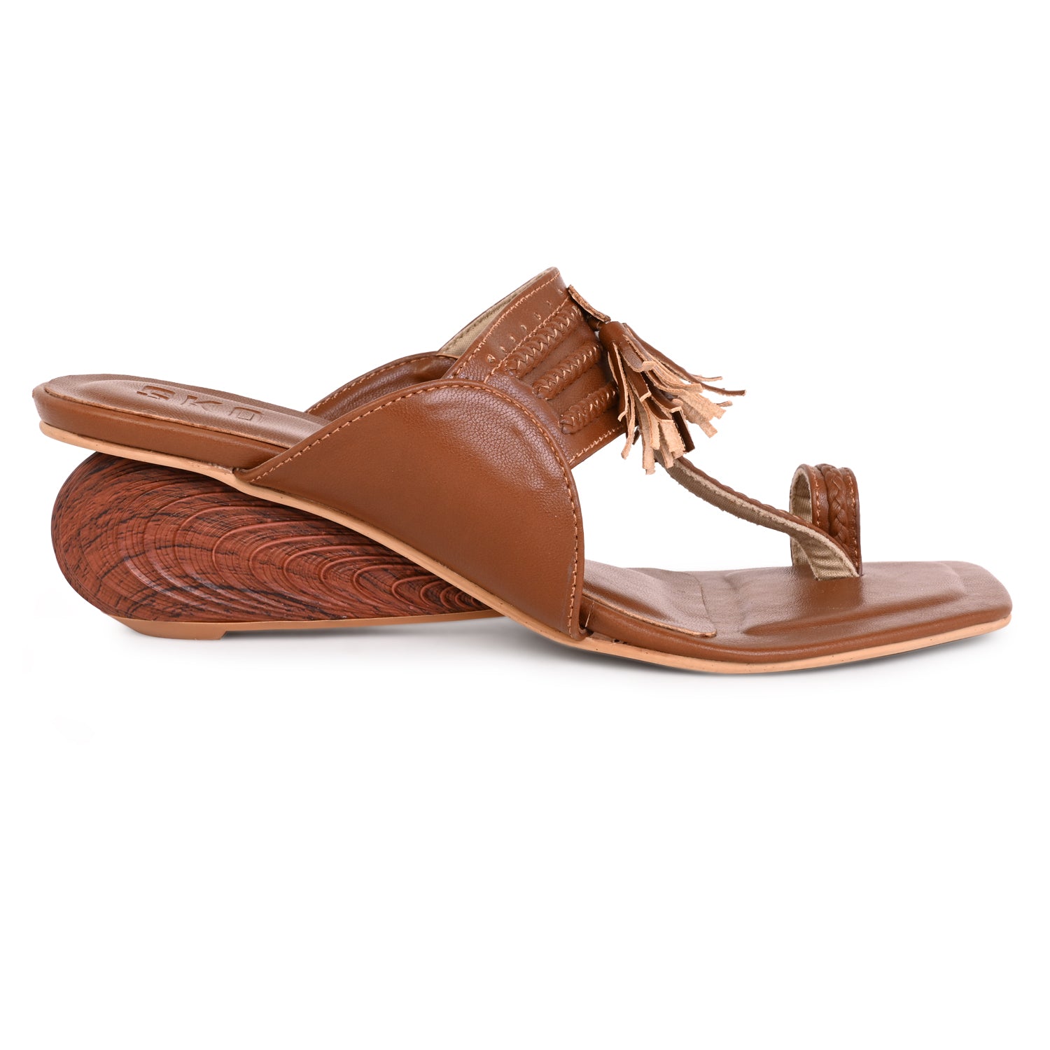 Tan Kolhapuris Heels for Women