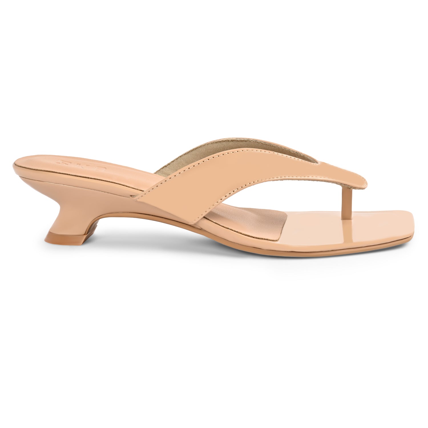 Lana Beige Patent Kitten Heels for Women