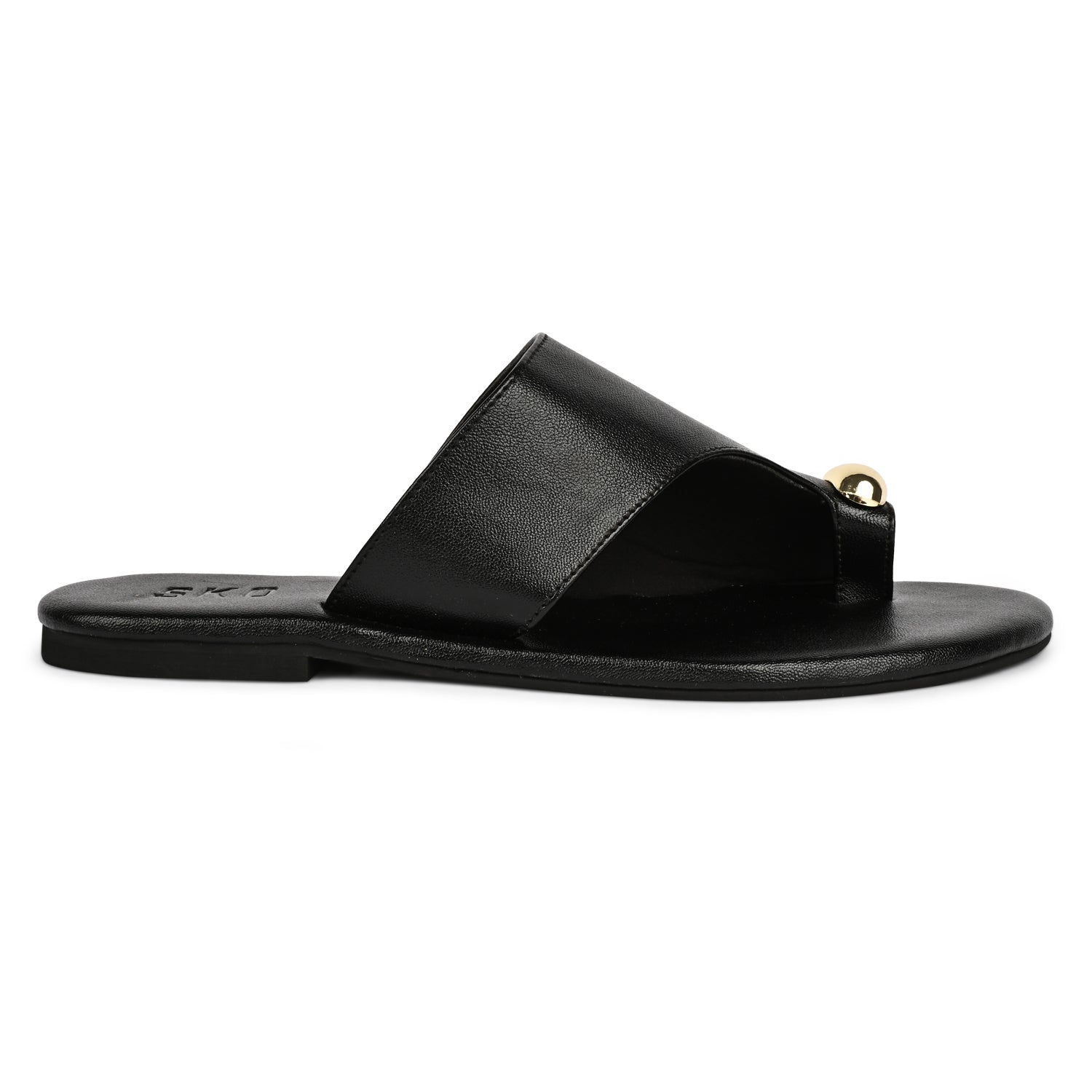 AmalfiO Black Flat Sandals For Women