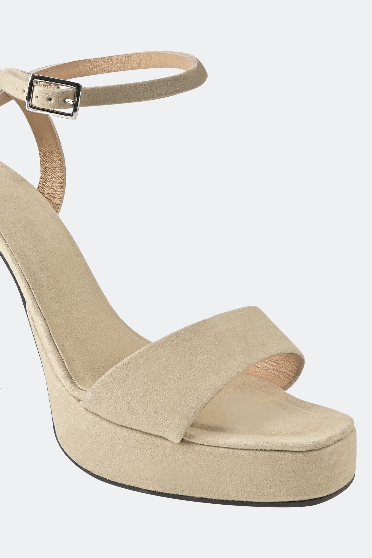 Vegan Nude Suede One Strap Platforms