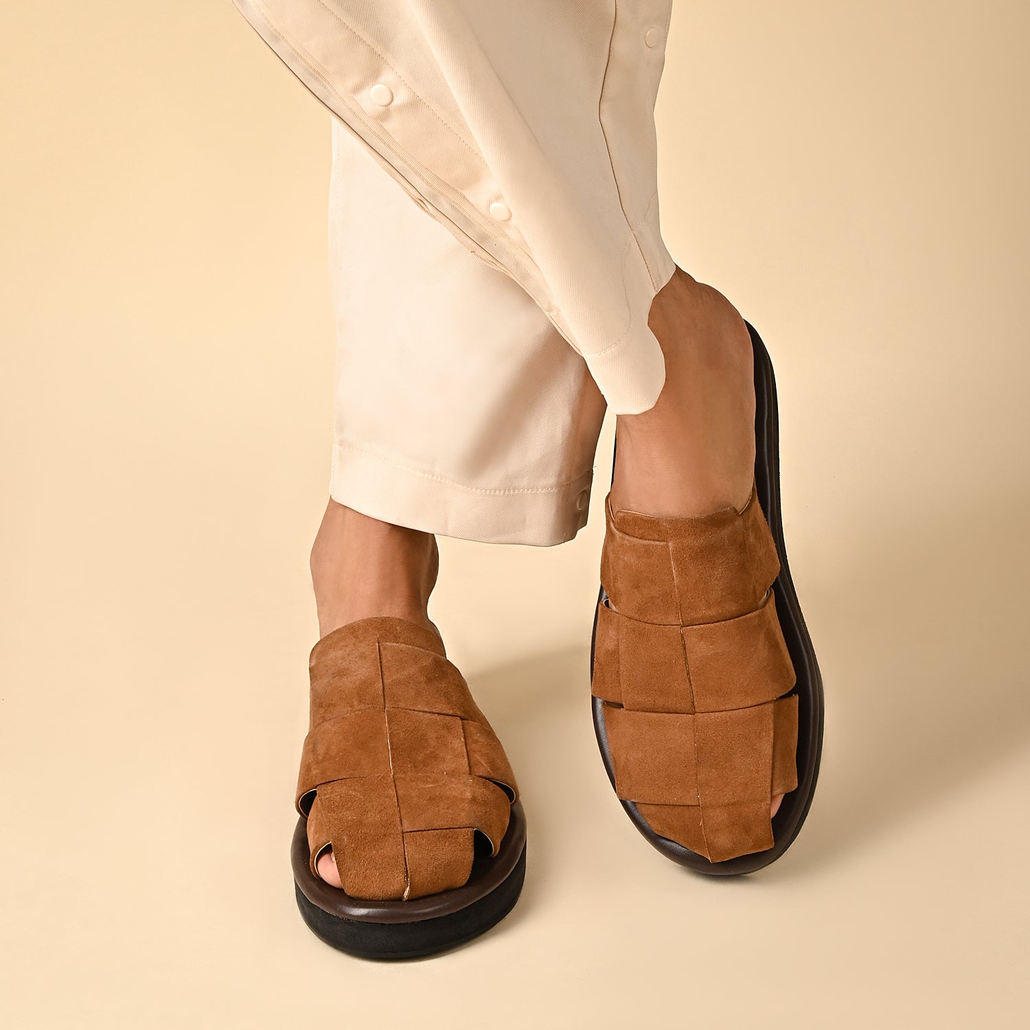 Arta Brown Suede Slippers for Men