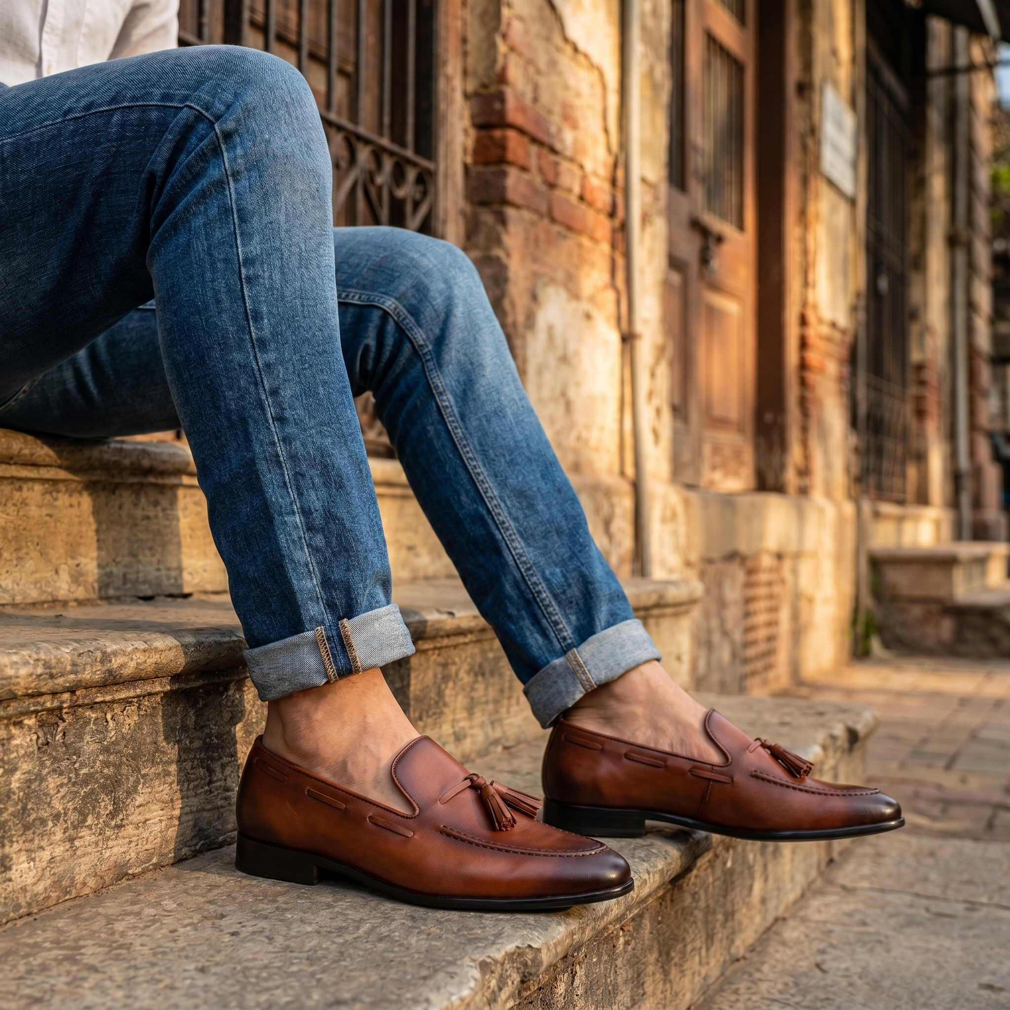 Bari Brown Dual Tone Loafers For Men