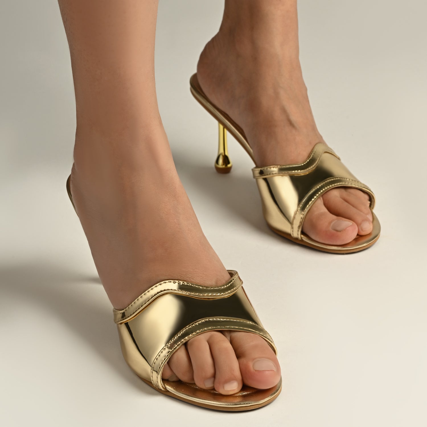 Eve in Gold Patent Heels for Women